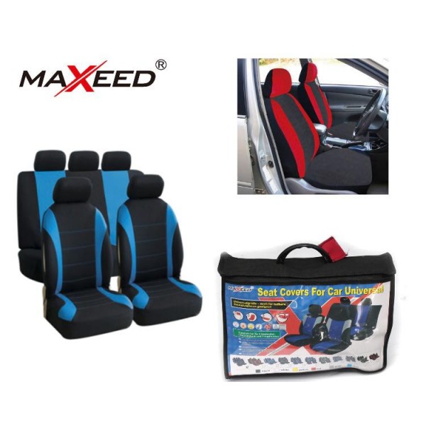 Huse pentru scaune auto, albastru+negru, 9 piese