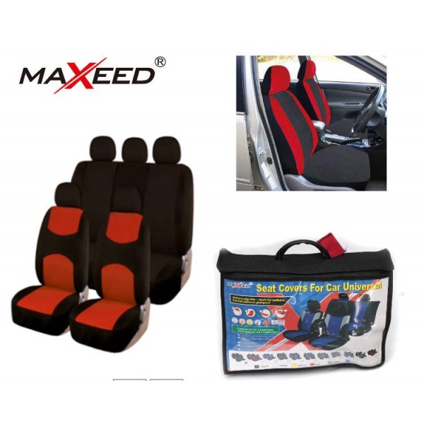 Husa scaun auto, 9 piese, rosu+negru