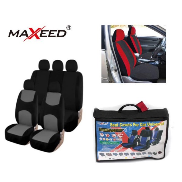 Husa scaun, 9 piese, negru+gri