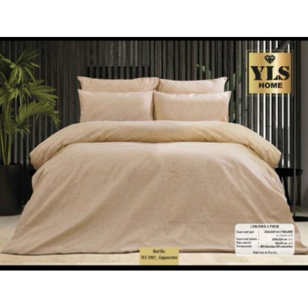 Set lenjerie de pat, 4 piese, Model Cappuccino