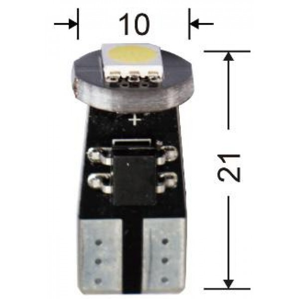 Bec LED- T10-1SMD 5050, 12V, lumină albă