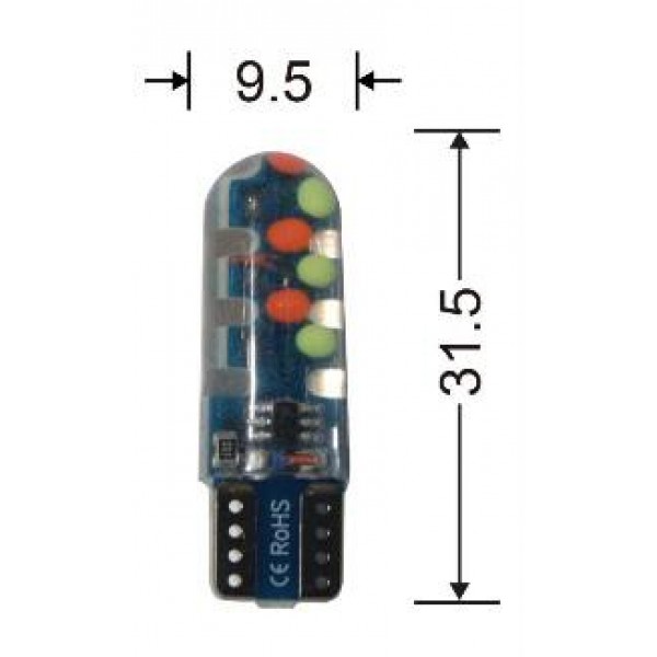 Bec LED T10-18SMD RGB/COB cu efect respiratie si flash
