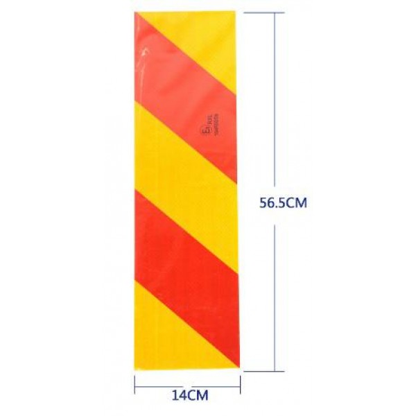 Autocolant avertizare roșu și galben 14 cm x 56,5 cm