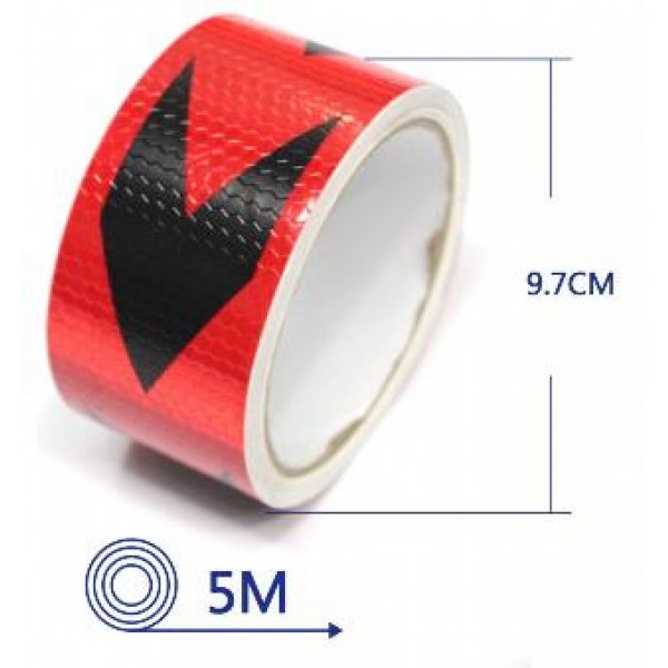 Bandă reflectorizantă 5 metri - Model săgeată roșu-negru