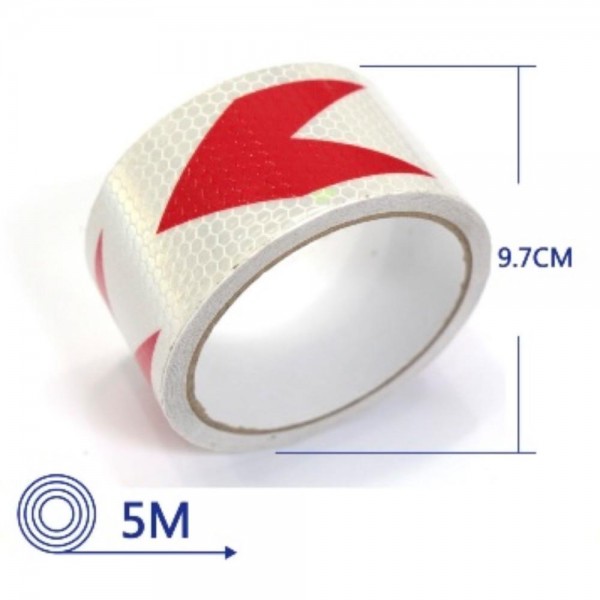 Bandă reflectorizantă alb-rosu , 5m