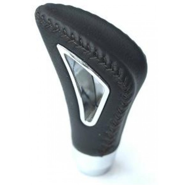 Buton schimbător de viteze din piele neagra, fir negru