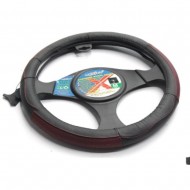  Husă din piele pentru volan - Negru cu roșu