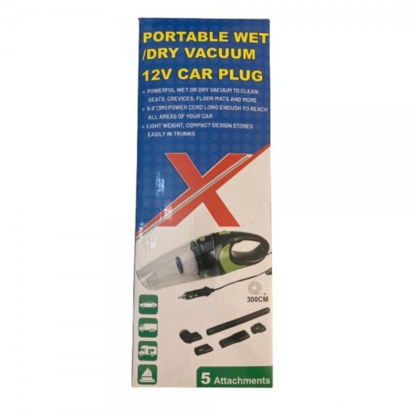 Aspirator Auto Portabil 12V - Uscat/Umed cu 5 Accesorii