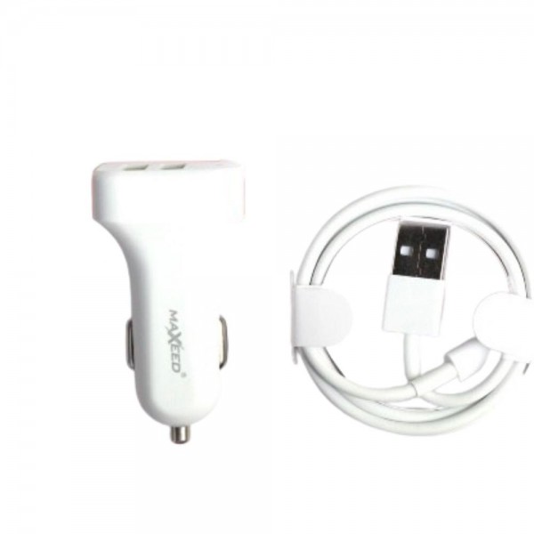  Încărcător auto cu 2 porturi USB + cablu iPhone 