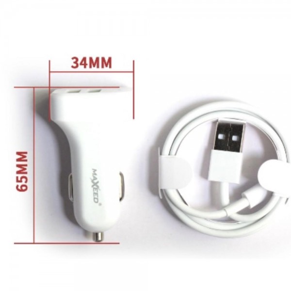 Încărcător auto cu 2 porturi USB + cablu iPhone